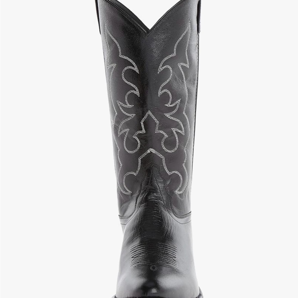 Old West men’s stitched cushioned round toe cowboy western boots, 10 wide - Picture 2 of 8